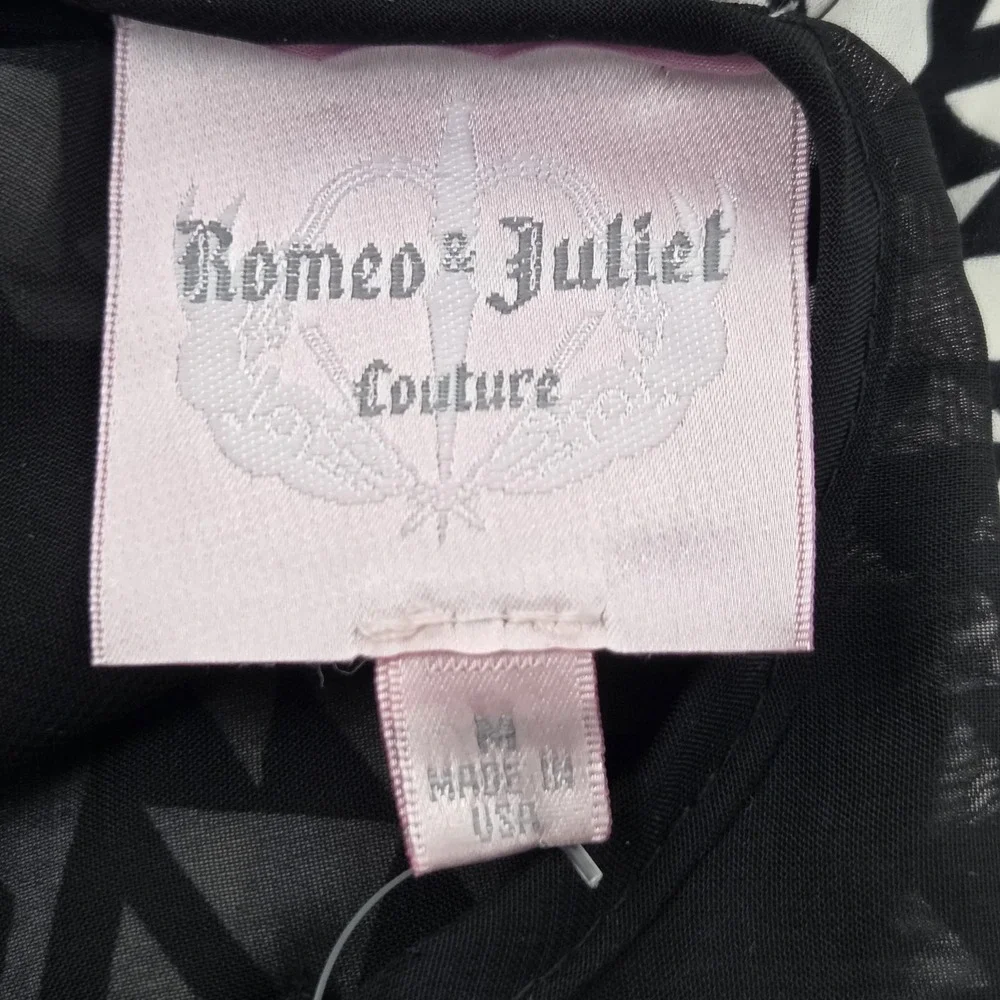 NEW Romeo & Juliet Couture Hi-Lo Dress Medium Sleeveless Geometric Black White